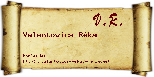 Valentovics Réka névjegykártya